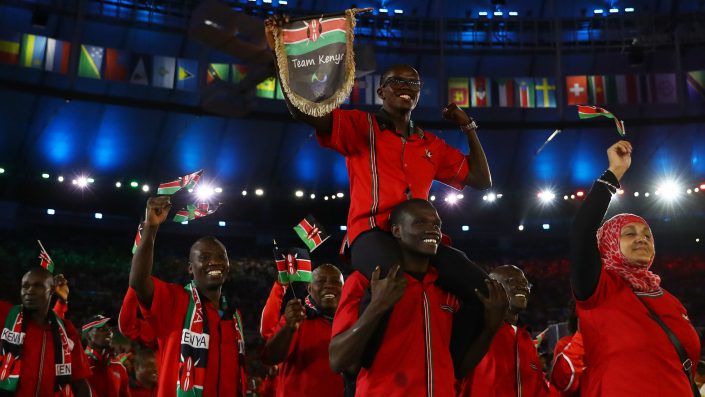 Team Kenya at the Opening Ceremony, Summer Olympics 2016 in Rio